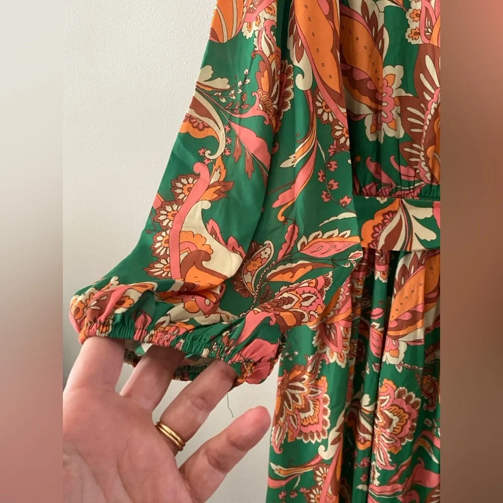 Flaying Tomato SUNNYSIDE FLORALS WOVEN MIDI DRESS size L pristine condition - Picture 15 of 17